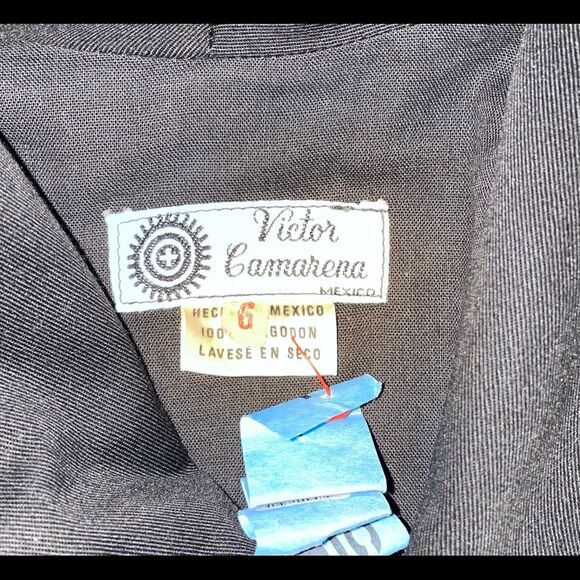 VICTOR CAMARENA Vtg Long Black Jacket Hand Embroidered Southwest Design Sz L - Picture 4 of 4